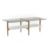 47" Gold Glass and White Rectangular Coffee Table With Shelf