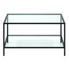 32" Black and Glass Square Coffee Table With Shelf