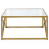 32" Gold Glass Square Coffee Table