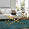 32" Gold Glass Square Coffee Table