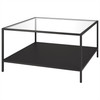 32" Black Glass Square Coffee Table With Shelf