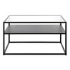 32" Black Glass Square Coffee Table With Shelf
