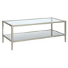 45" Silver Glass Rectangular Coffee Table With Shelf