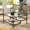 32" Black Glass Square Coffee Table With Two Shelves