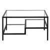 32" Black Glass Square Coffee Table With Two Shelves