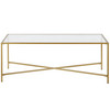 48" Gold Glass Rectangular Coffee Table