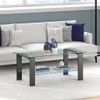 40" Gray Glass Rectangular Coffee Table With Shelf