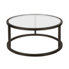 35" Black Glass Round Coffee Table