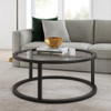 35" Black Glass Round Coffee Table