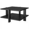 35" Black Manufactured Wood Square Coffee Table With Shelf