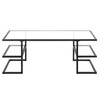 47" Black Glass Rectangular Coffee Table With Two Shelves