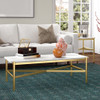 46" Gold Faux Marble Rectangular Coffee Table