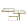 43" Gold Glass Square Coffee Table With Two Shelves