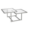 43" Silver Glass Square Coffee Table With Two Shelves