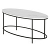 42" Black And White Faux Marble Oval Coffee Table