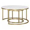 Set Of Two 35" Gold And White Faux Marble Round Nested Coffee Tables