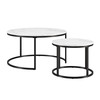 Set Of Two 35" Black And White Faux Marble Round Nested Coffee Tables