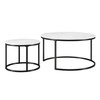 Set Of Two 35" Black And White Faux Marble Round Nested Coffee Tables
