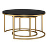 Set Of Two 35" Gold And Black Manufactured Wood Round Nested Coffee Tables