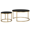 Set Of Two 35" Gold And Black Manufactured Wood Round Nested Coffee Tables