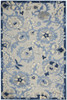 3' X 5' Blue And Gray Floral Power Loom Area Rug