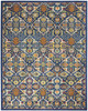 8' X 10' Blue Floral Power Loom Area Rug