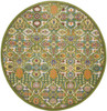 8' Green Round Floral Power Loom Area Rug