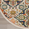 8' Ivory Round Floral Power Loom Area Rug