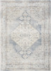 7' X 9' Light Blue Oriental Power Loom Distressed Washable Area Rug