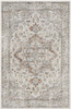 3' X 5' Gray Oriental Power Loom Washable Area Rug