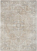 7' X 9' Beige Oriental Power Loom Washable Area Rug