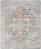 8' X 10' Denim Blue Oriental Power Loom Washable Area Rug