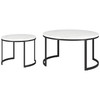 Set Of Two 36" Black And White Faux Marble Round Nested Coffee Tables