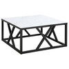 35" Black And White Manufactured Wood Square Coffee Table