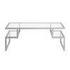 45" Silver Glass Rectangular Coffee Table With Two Shelves