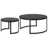 Set Of Two 36" Black Manufactured Wood Round Nested Coffee Tables