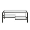 45" Black Glass Rectangular Coffee Table With Two Shelves