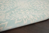 6' X 9' Aqua Floral Power Loom Area Rug