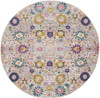 8' Gray Round Floral Power Loom Area Rug