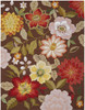 8' X 11' Brown Floral Hand Hooked Handmade Area Rug