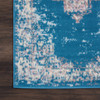 8' Blue Damask Power Loom Runner Rug