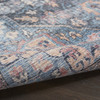 8' Blue Floral Power Loom Distressed Washable Runner Rug