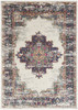 5' X 7' Cream Floral Power Loom Distressed Area Rug