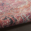8' X 10' Red Floral Power Loom Distressed Area Rug