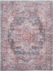 8' X 10' Red Floral Power Loom Distressed Washable Area Rug