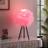 21" Black Tripod Table Lamp With Pink Faux Feather Shade