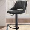 Set Of Two 42" Black Faux Leather Swivel Low Back Adjustable Height Bar Chairs With Footrest