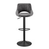 Set Of Two 42" Gray And Black Faux Leather Swivel Low Back Adjustable Height Bar Chairs With Footrest