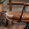 23" Carmel Brown Faux Leather Swivel Arm Chair