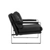 27" Black Faux Leather and Metal Arm Chair